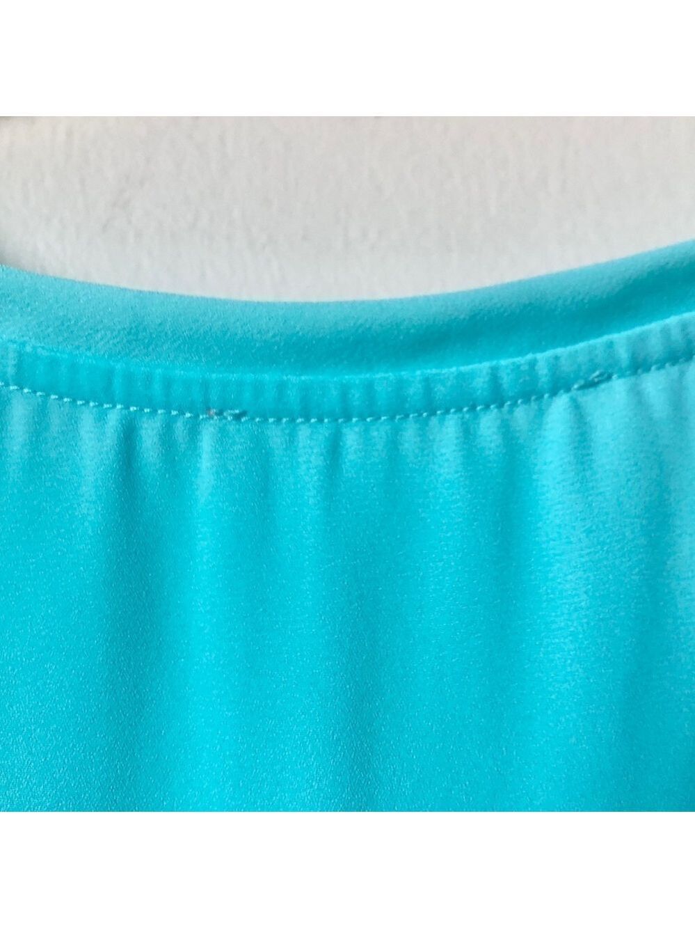 Sheer Turquoise Blue Sleeveless Long Blouse Shirt Sz S - Picture 4 of 5